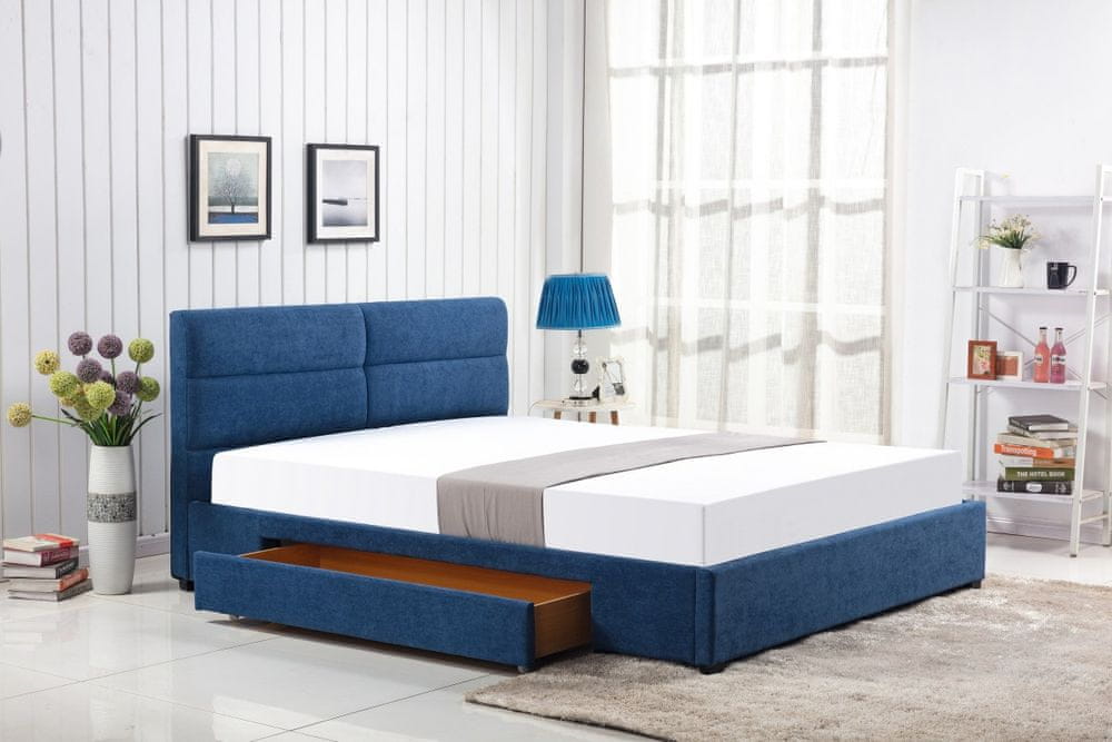 Halmar Čalúnená posteľ Apato 160x200 dvojlôžko - modrá